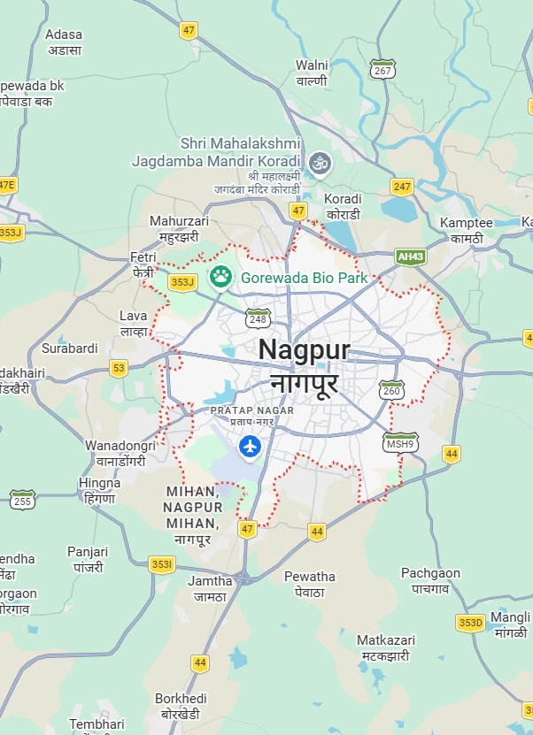 HOABL Nagpur Marina connectivity map near Samruddhi Mahamarg and airport